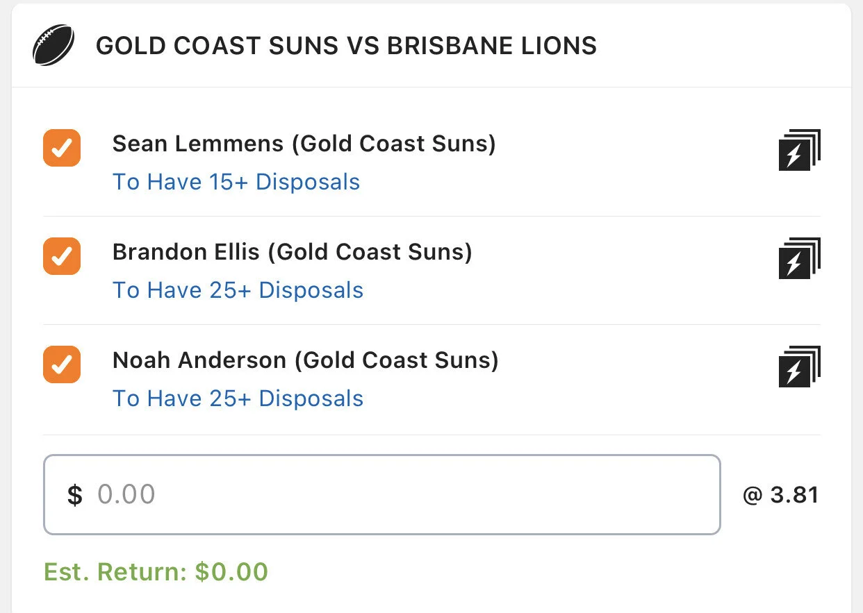 Suns SGM - Stake 2.5 Units, Minimum Odds 3.2, Lads/Neds