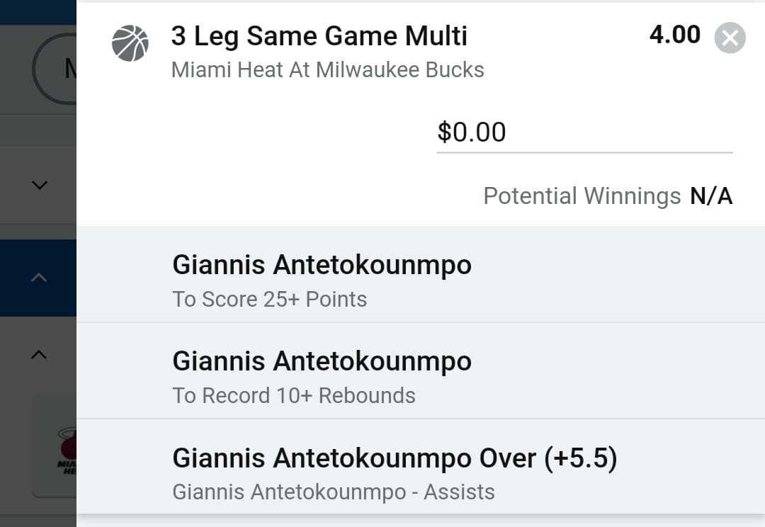 Giannis 2 units. Take odds over $3.5. Giannis has hit this line 15 times this season including once vs the Miami Heat. Over the last 2 season he averages 6.4apg vs the Heat.