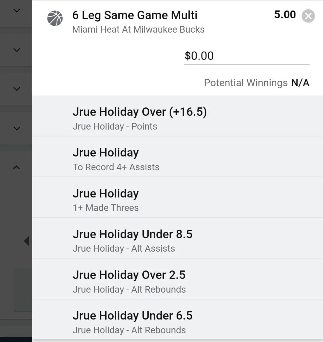 Jrue Holiday 2 units. Take odds over $4. Jrue averages 17.7ppg 4.5rpg 6.0apg he has hit this line 18 games on the season including once vs the Heat