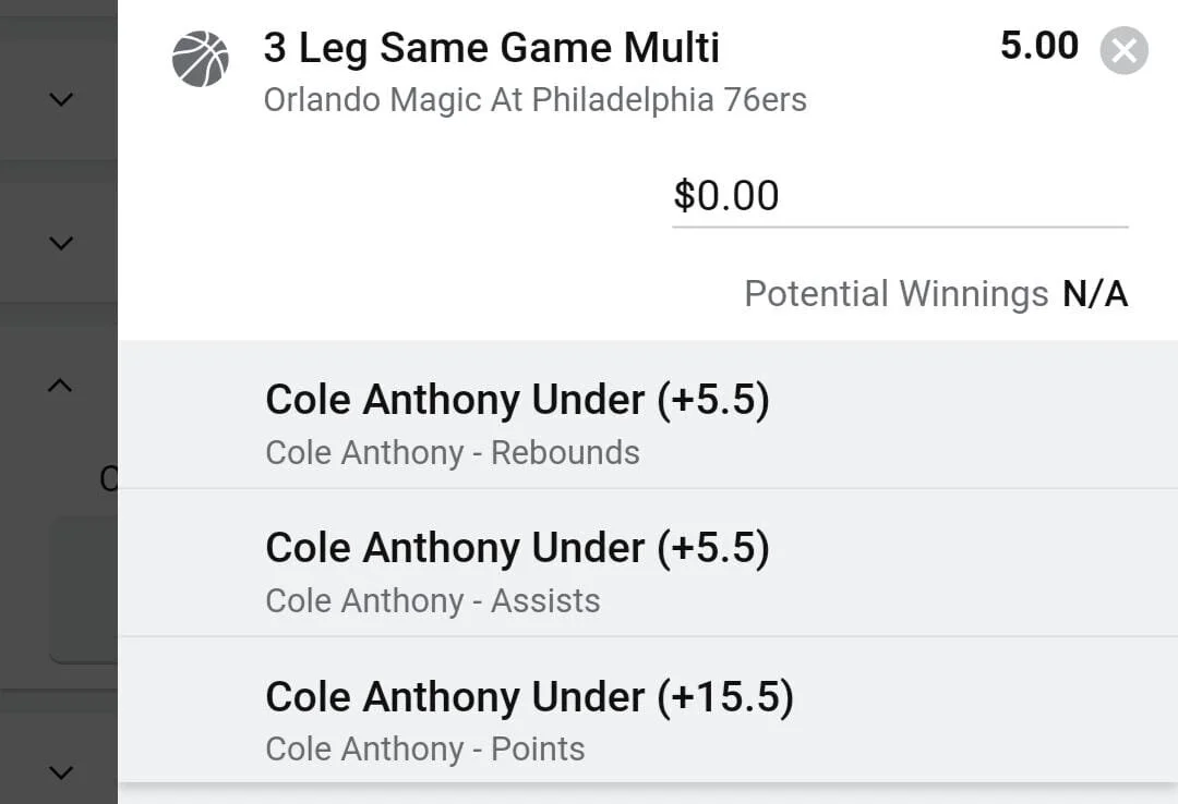 Cole Anthony 2 units. Take odds over $4