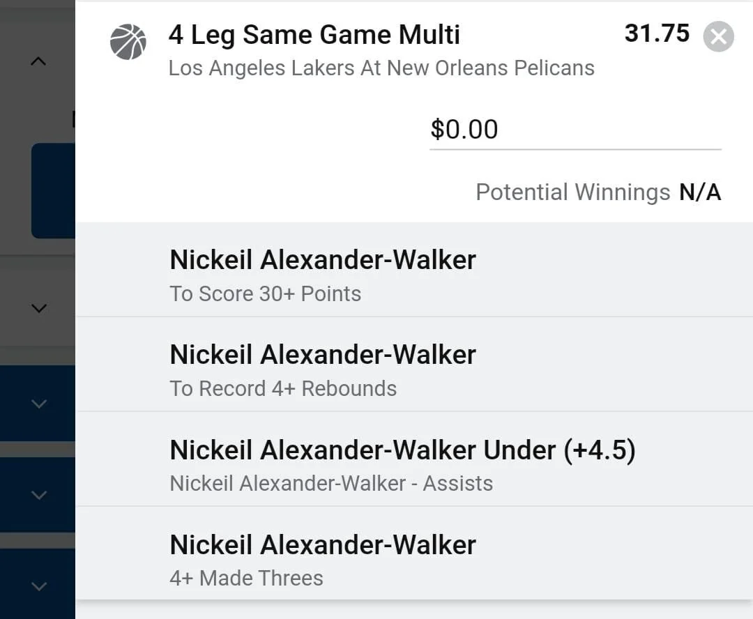 Nickeil Alexander-Walker 1 unit. Take odds over $20