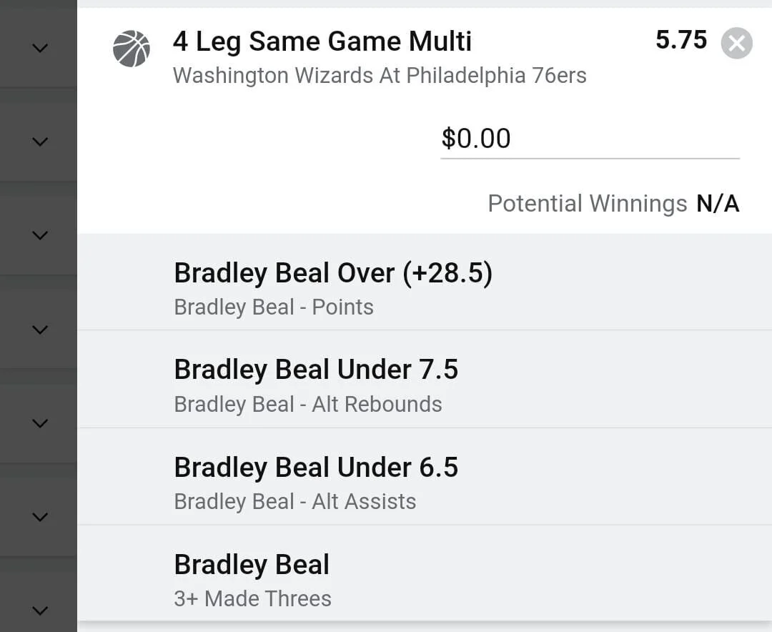 Bradley Beal 1.5 units. Take odds over $4