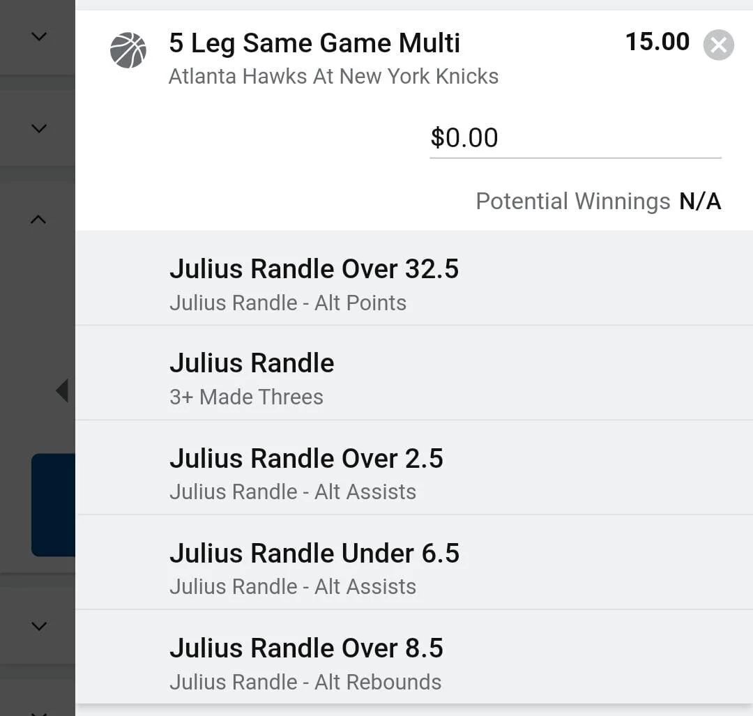 Julius Randle 1.5 units. Take odds over $10