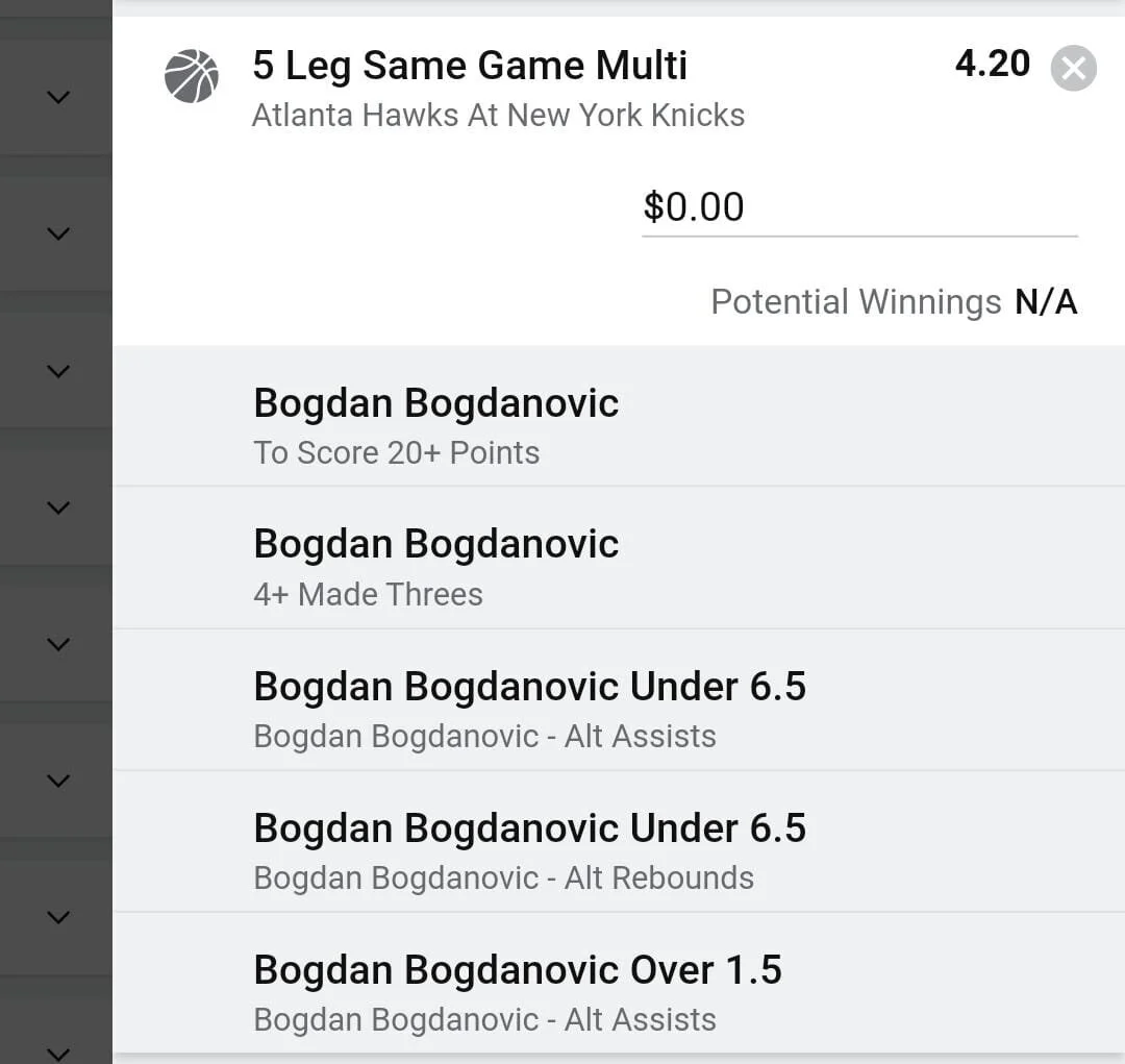 Atlanta Hawks' Bogdan Bogdanovic 2 units. Take odds over $3