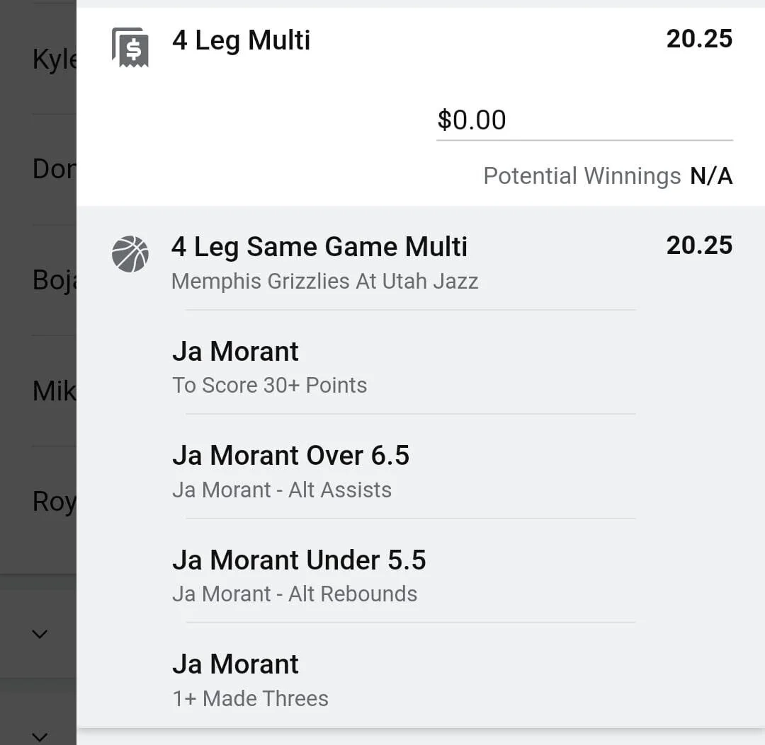 Ja Morant 1 unit. Take odds over $15