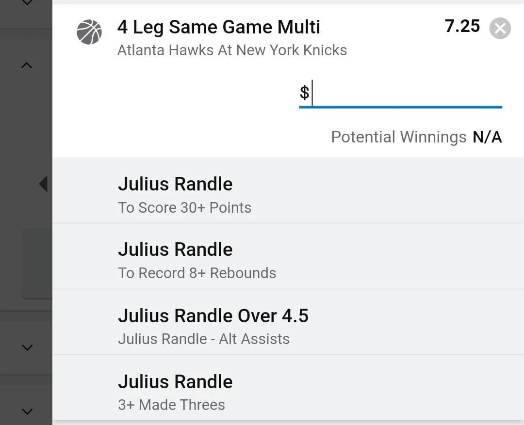 Randle 1.5 units. Take odds over $5