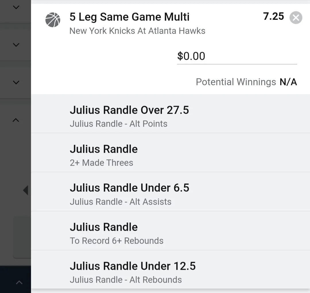 Julius Randle 1.5 units. Take odds over $5