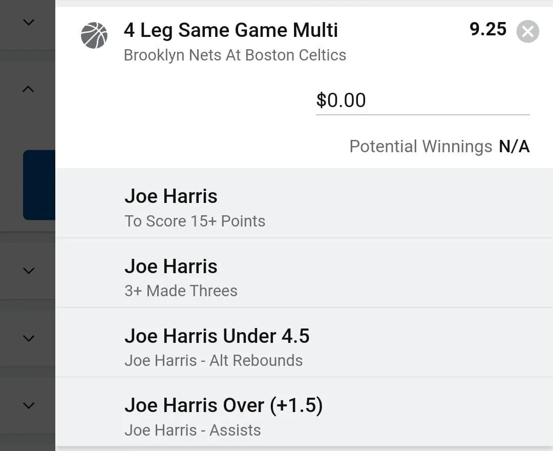 Joe Harris 1.5 units. Take odds over $7