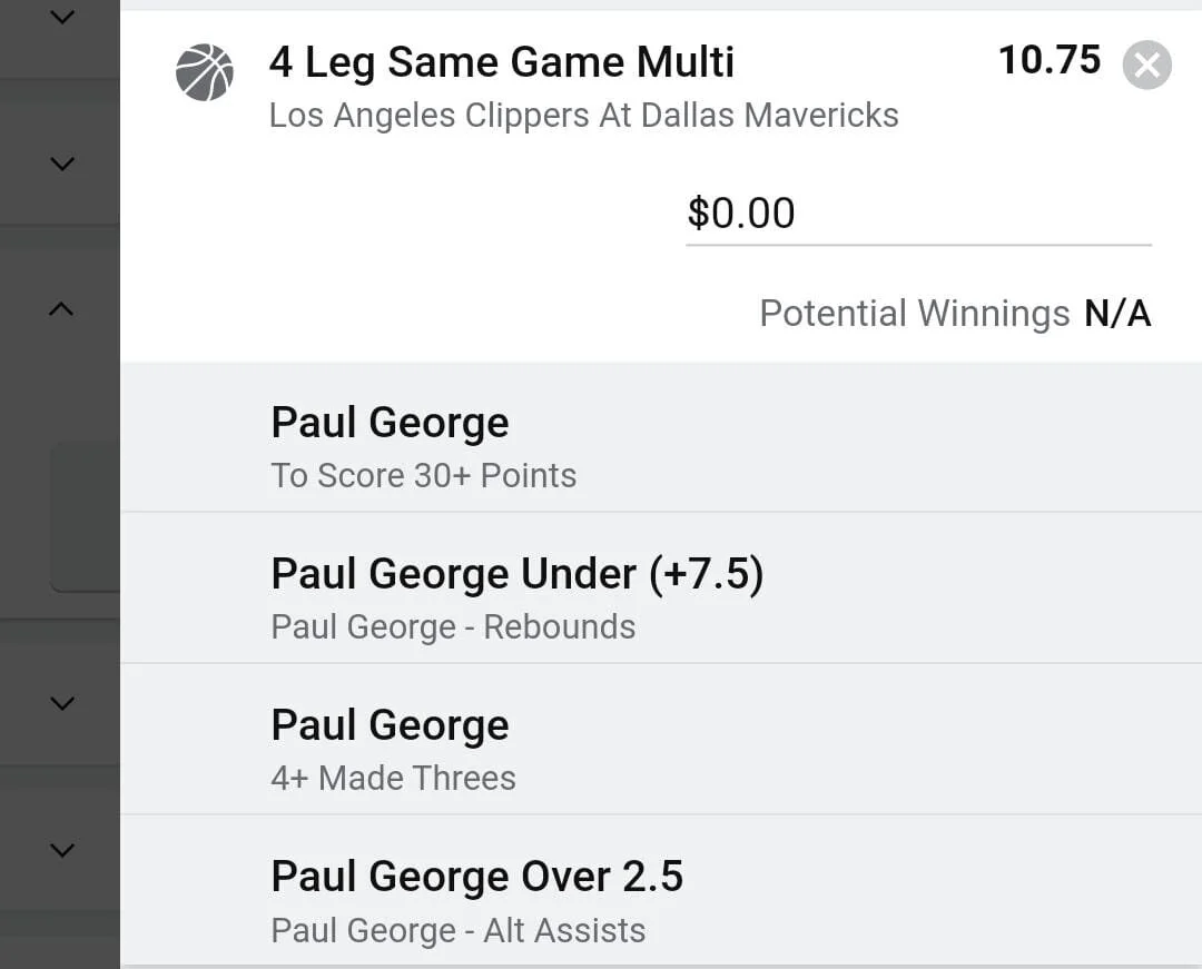 Paul George 1.5 units. Take odds over $8a