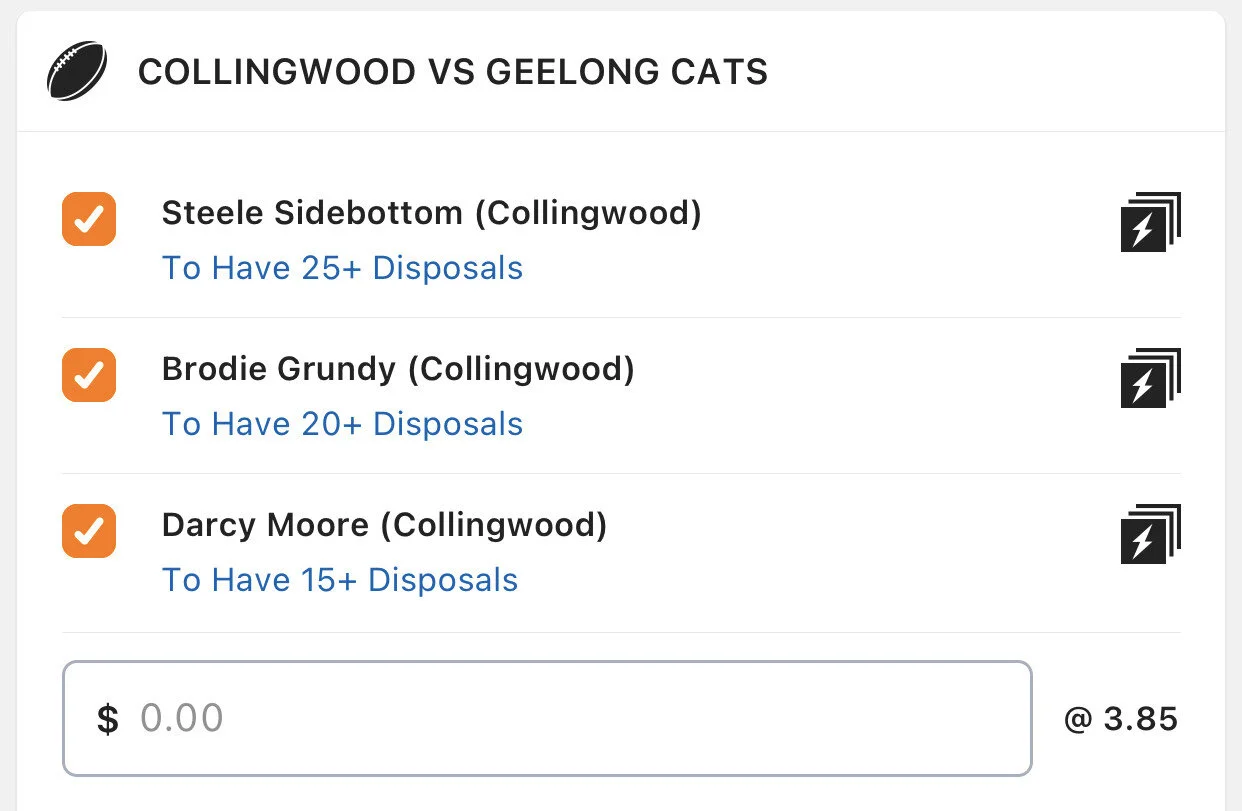 Pies SGM - Stake 2 Units, Minimum Odds 3.30, Lads/Neds