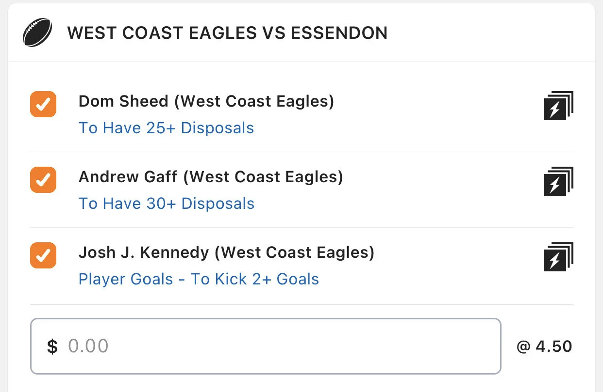 Eagles SGM - Stake 2 Units, Minimum Odds 3.6, Lads/Neds