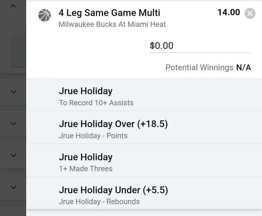 Jrue Holiday 1.5 units. Take odds over $9