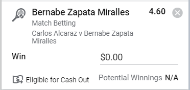 Miralles Win - Stake 1 Unit, Minimum Odds 4.0, Best Book - Sportsbet