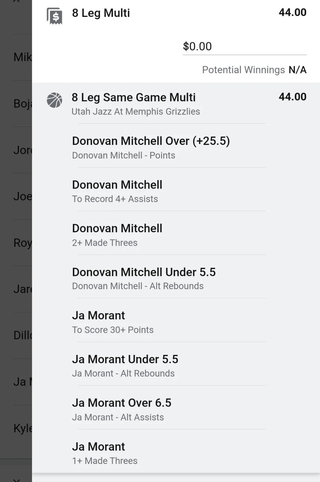 Ja x Donovan 0.5 units. Take odds over $32
