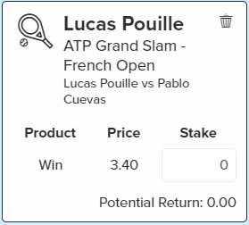 Pouille Win - Stake 1.5 Units, Minimum Odds 3.1, Best Book - Topsport