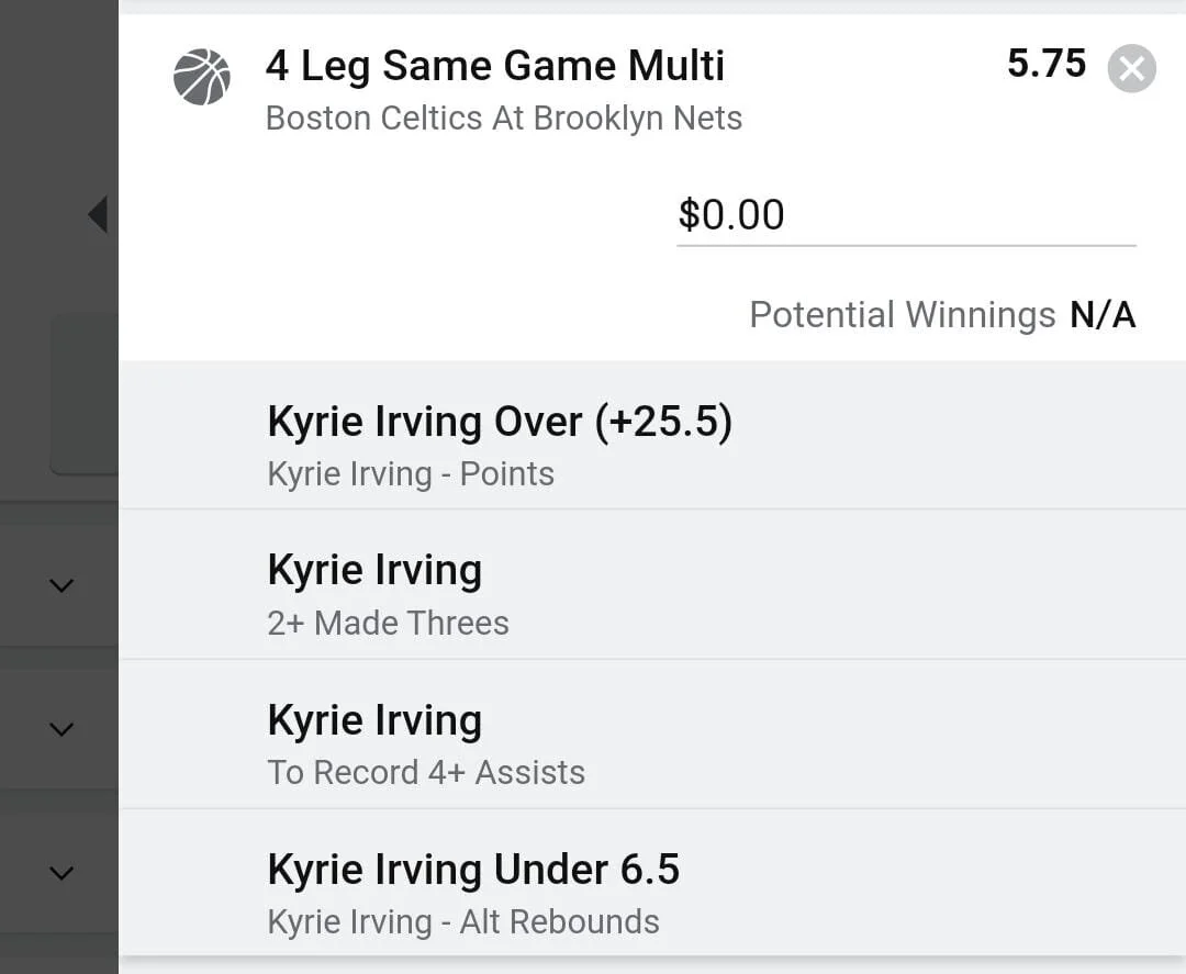 Kyrie Irving 2 units. Take odds over $4