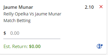 Munar Win - Stake 2 Units, Minimum Odds 2.0, Best Book - Lads/Neds