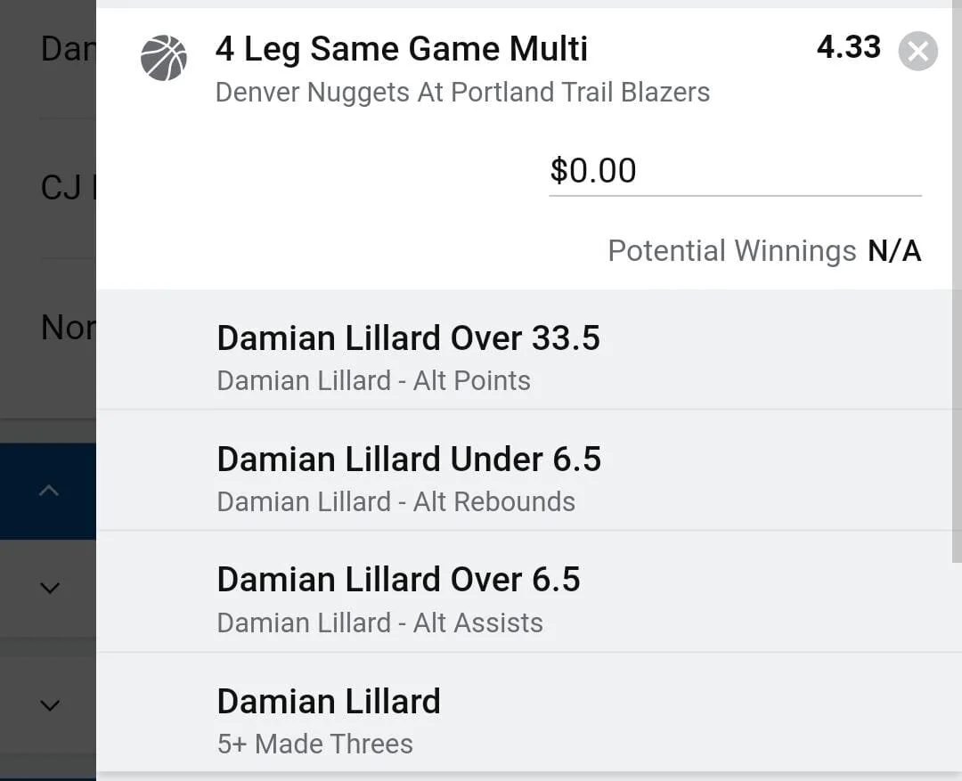 Damian Lillard 3 units. Take odds over $3