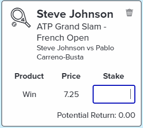 Johnson Win - Stake 1 Unit, Minimum Odds 6.7, Best Book - Topsport