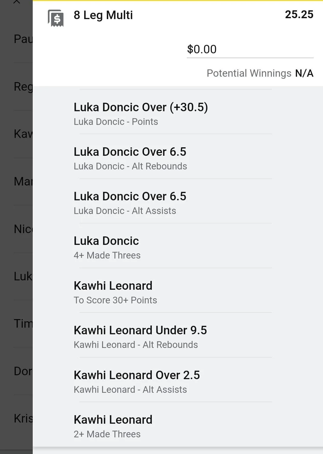 Luka x Kawhi 1 unit. Take odds over $15