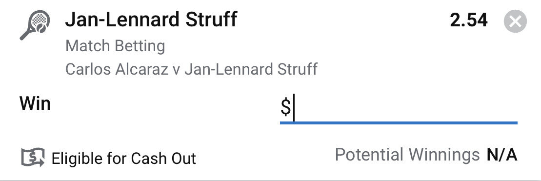Struff Win - Stake 2 Units, Minimum Odds 2.25, Best Book - Sportsbet