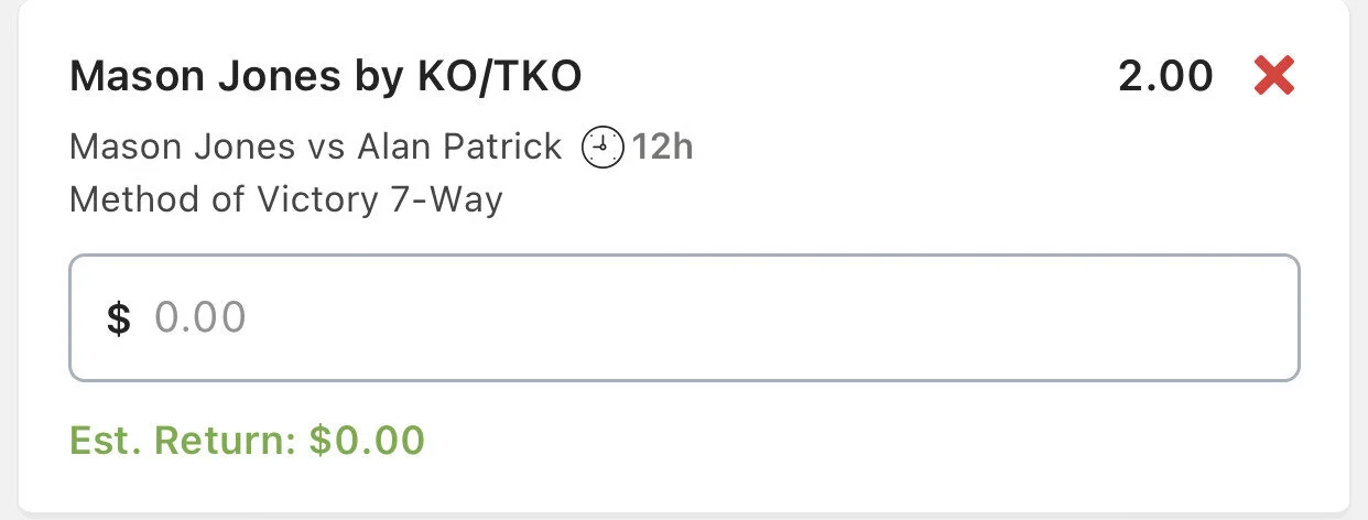 Jones by KO/TKO - Stake 2.5 Units, Minimum Odds 1.90, Best Book - Lads/Neds