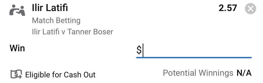 Latifi WIN - Stake 1.5 Units, Minimum Odds 2.40, Best Book - Sportsbet