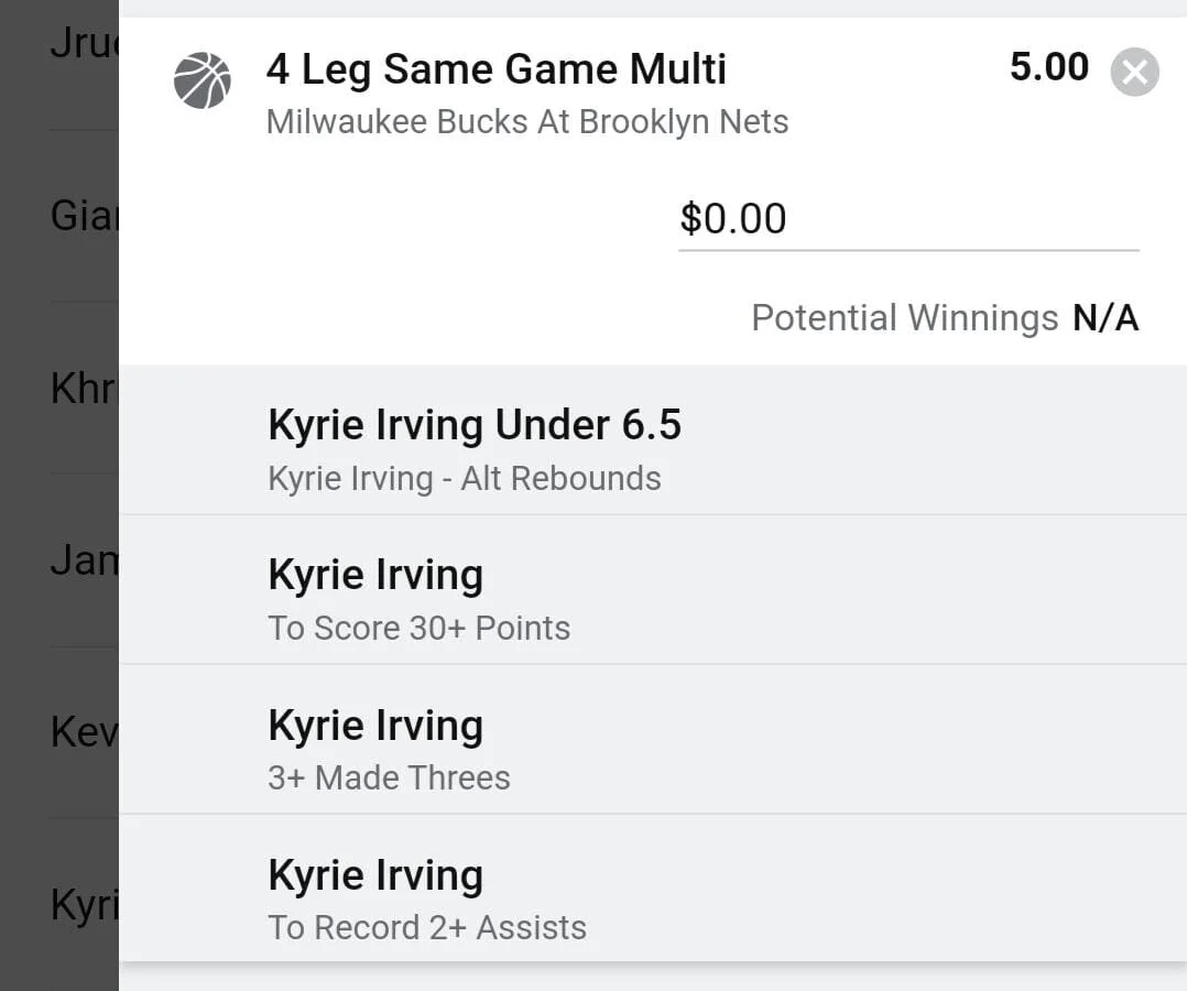 Kyrie 2 units. Take odds over $4