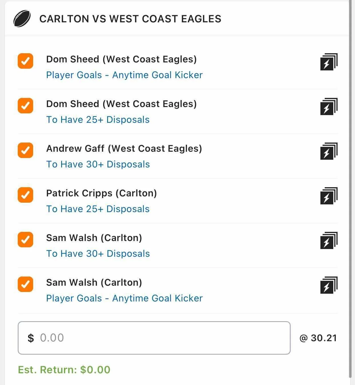 Combo SGM, Stake 0.5 Units, Min Odds $23.10, Best Book Lads/Neds