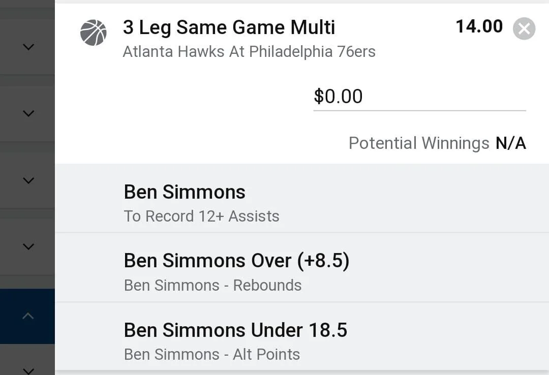 Ben Simmons 1 unit. Take odds over $10