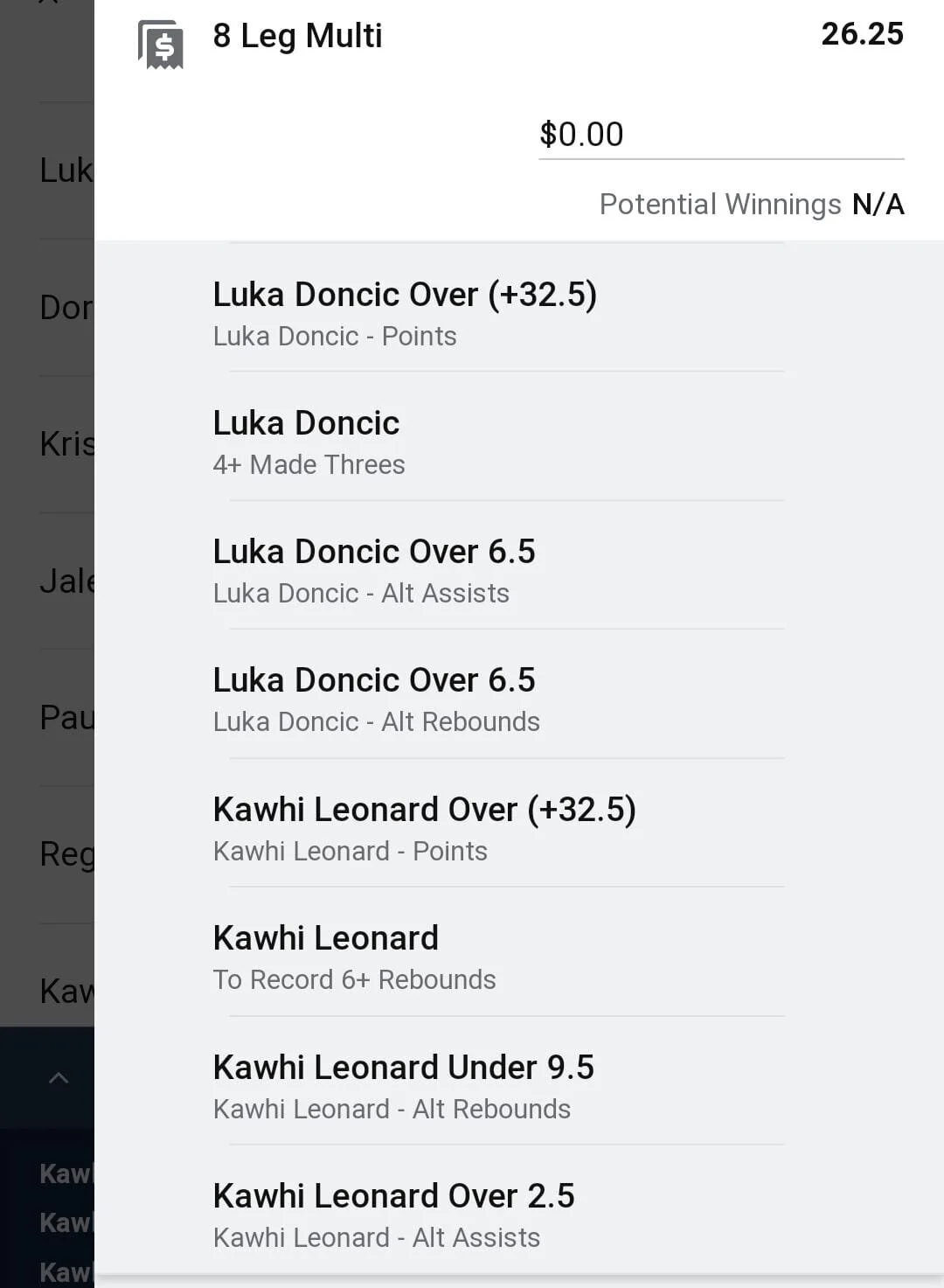 Luka x Kawhi 1 unit. Take odds over $16