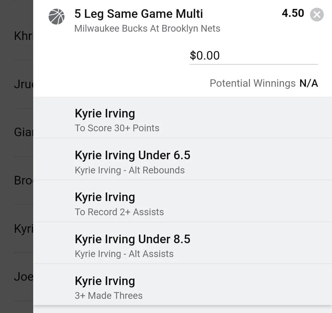 Kyrie 2 units. Take odds over $3.5