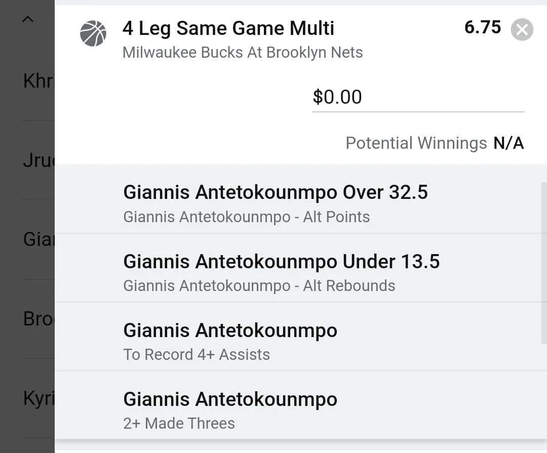 Giannis 2 units. Take odds over $5