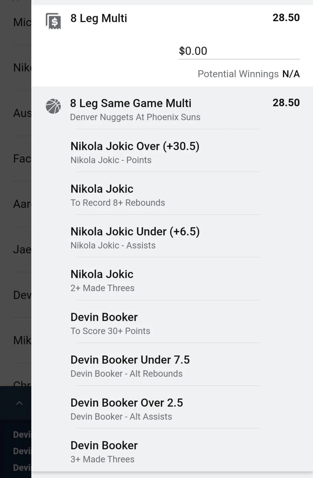 Booker x Jokic 1 unit. Take odds over $16