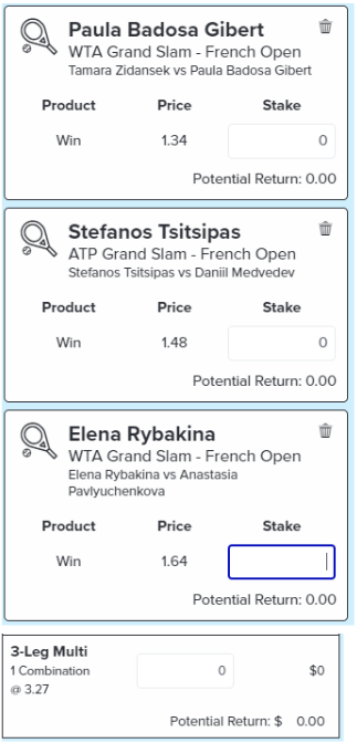 Tennis Mixed Multi - Stake 3 Units, Minimum Odds 2.9, Best Book - Topsport