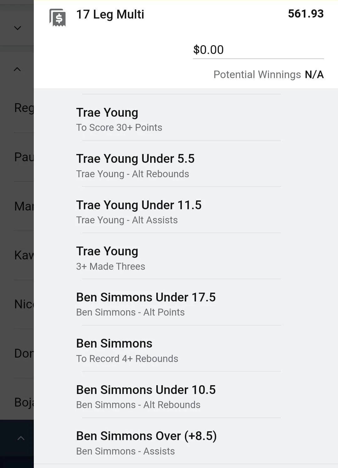 Young x Simmons x Kawhi x Leonard 0.5 units. Take odds over $140