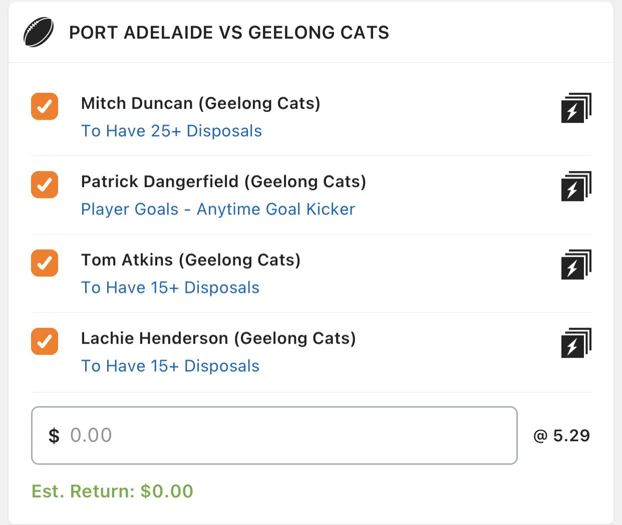 Cats SGM - Stake 1 Unit, Minimum Odds 4.5, Best Book - Lads/Neds