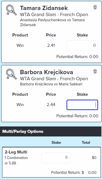 Women’s Semis Multi - Stake 1 Unit, Minimum Odds 4.9, Best Book - Topsport