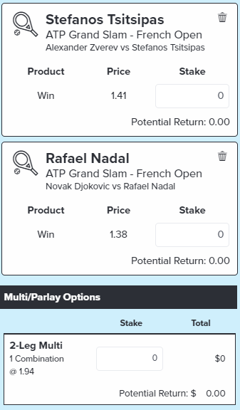 Men’s Semi-Final Multi-Stake 4 Units, Minimum Odds 1.8, Best Book - Topsport