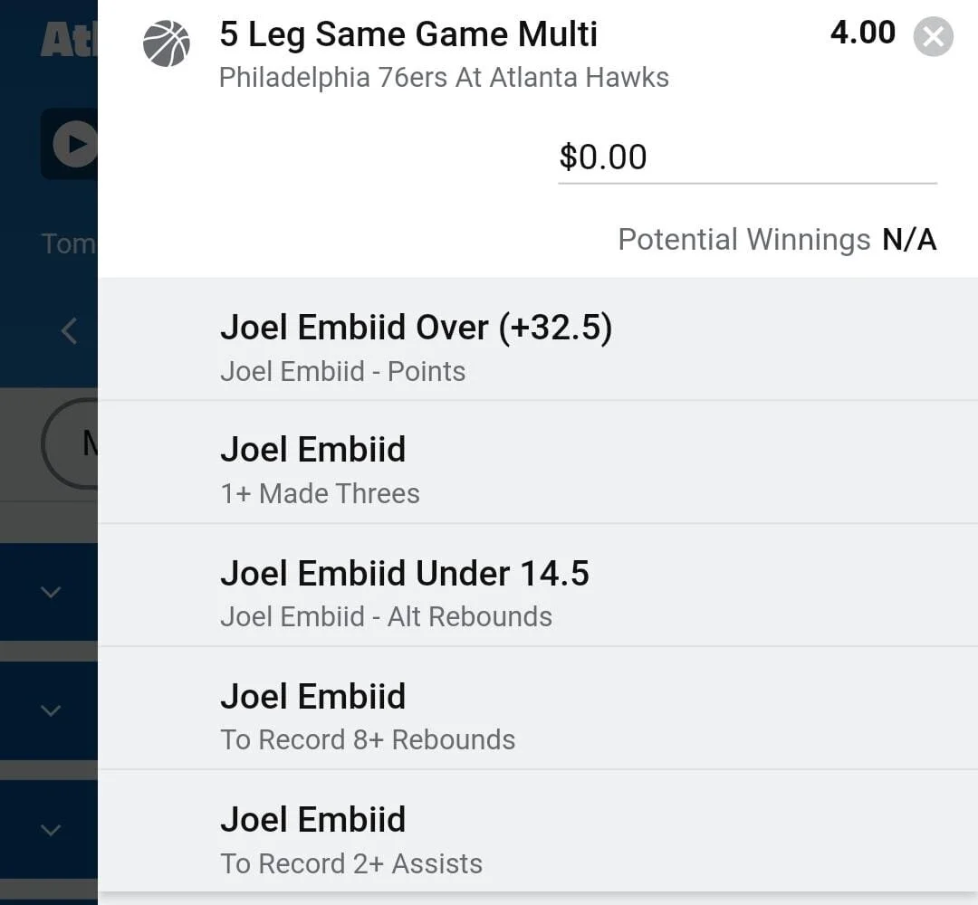 Embiid 2 units. Take odds over $3