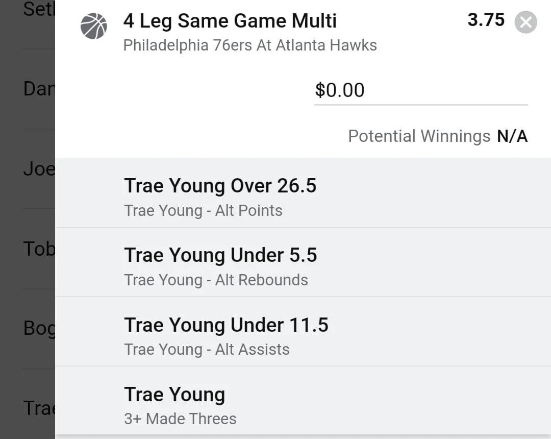 Trae Young 2 units. Take odds over $3