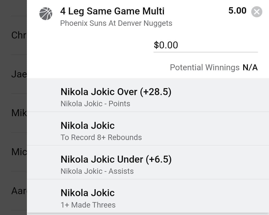 Jokic 3 units. Take odds over $3