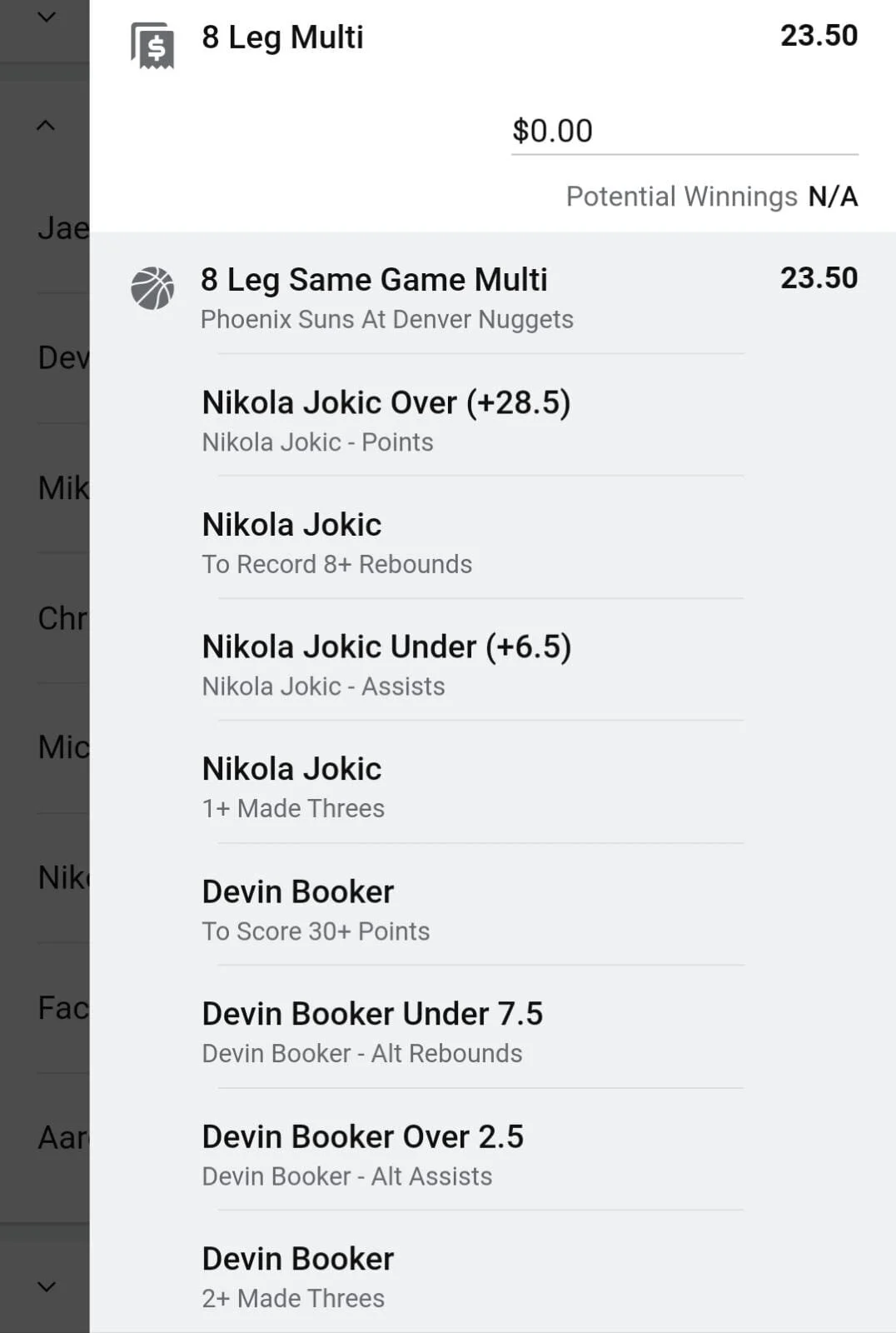 Booker x Jokic 1 unit. Take odds over $9