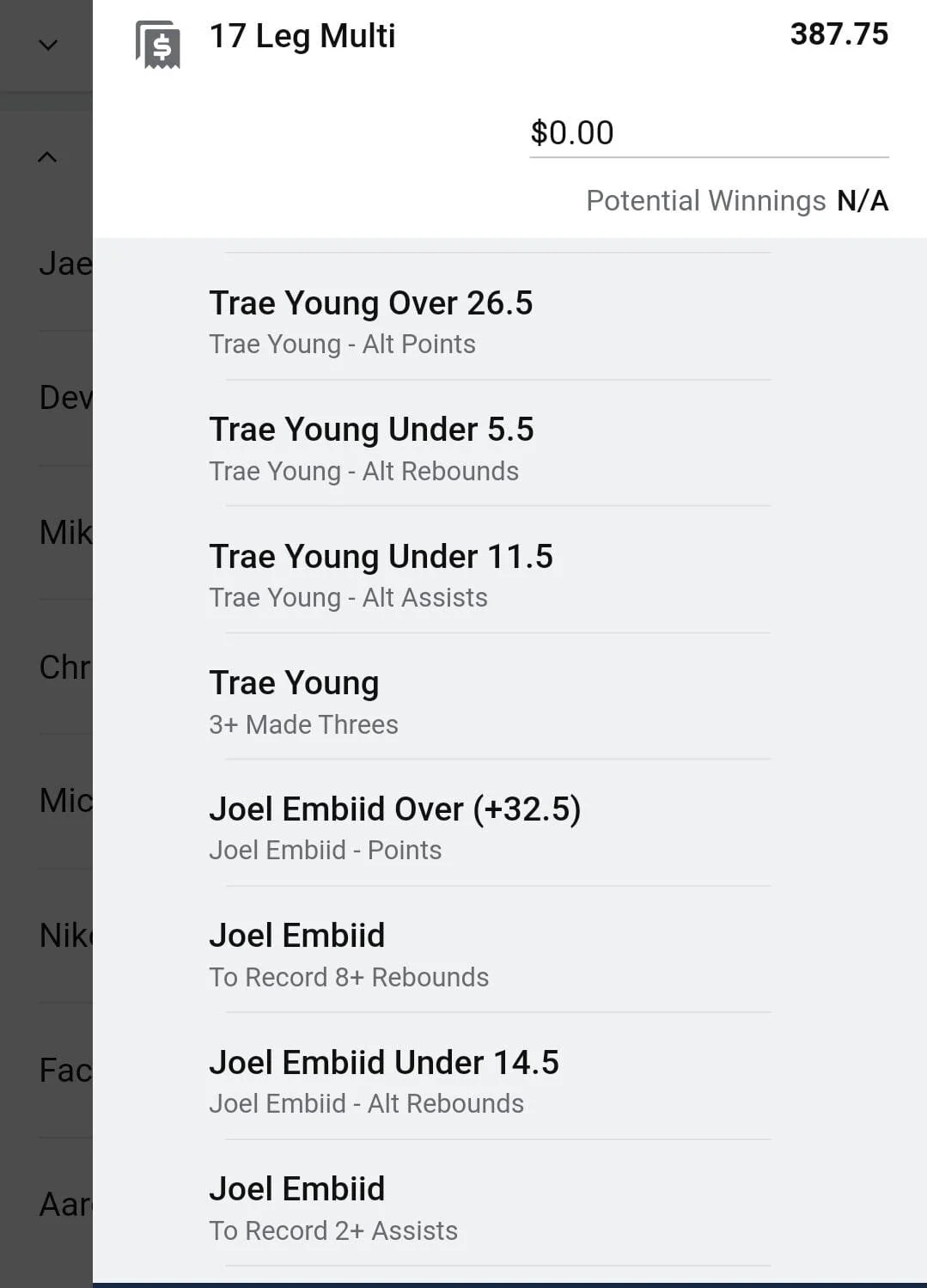 Young x Embiid x Booker x Jokic. 0.5 units. Take odds over $81