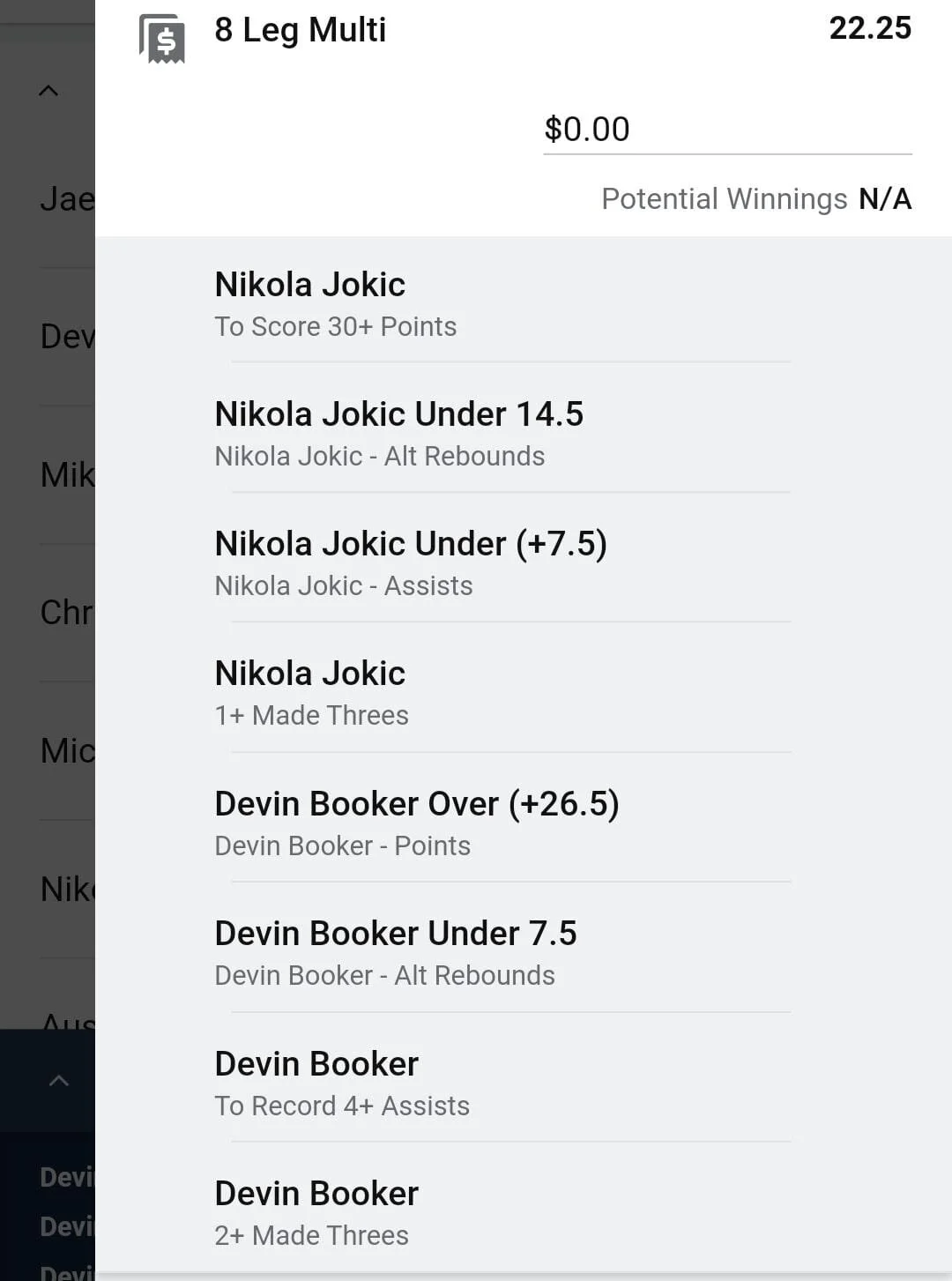 Booker x Jokic 1 unit. Take odds over $14