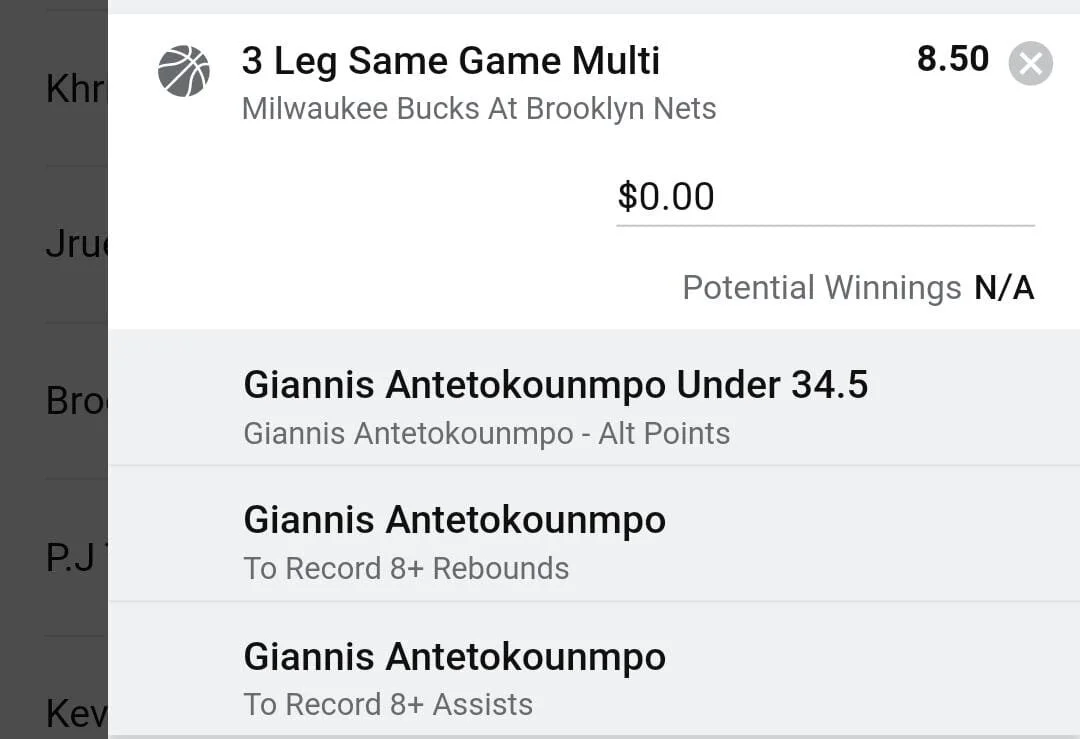 Giannis 2 units. Take odds over $6