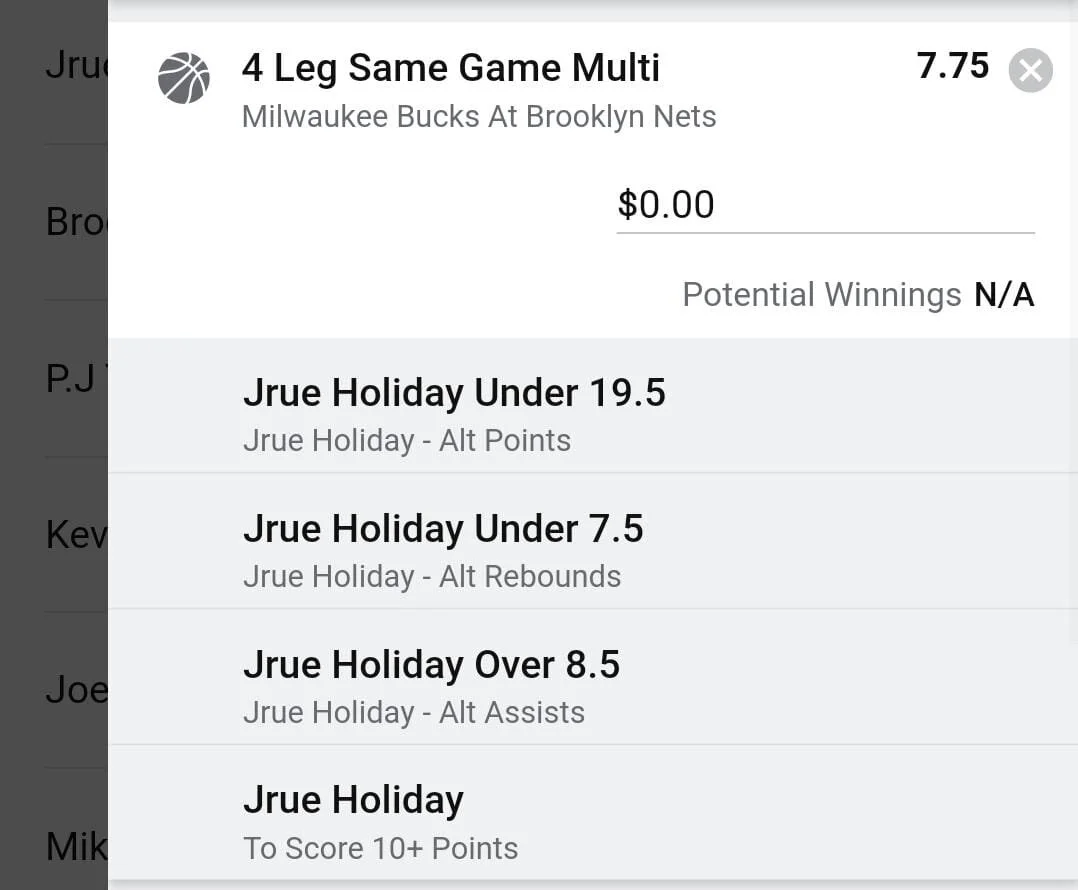 Jrue Holiday 2 units. Take odds over $6