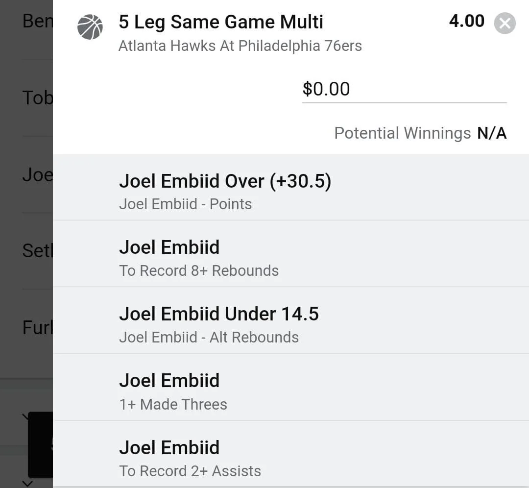 Embiid 2 units. Take odds over $3