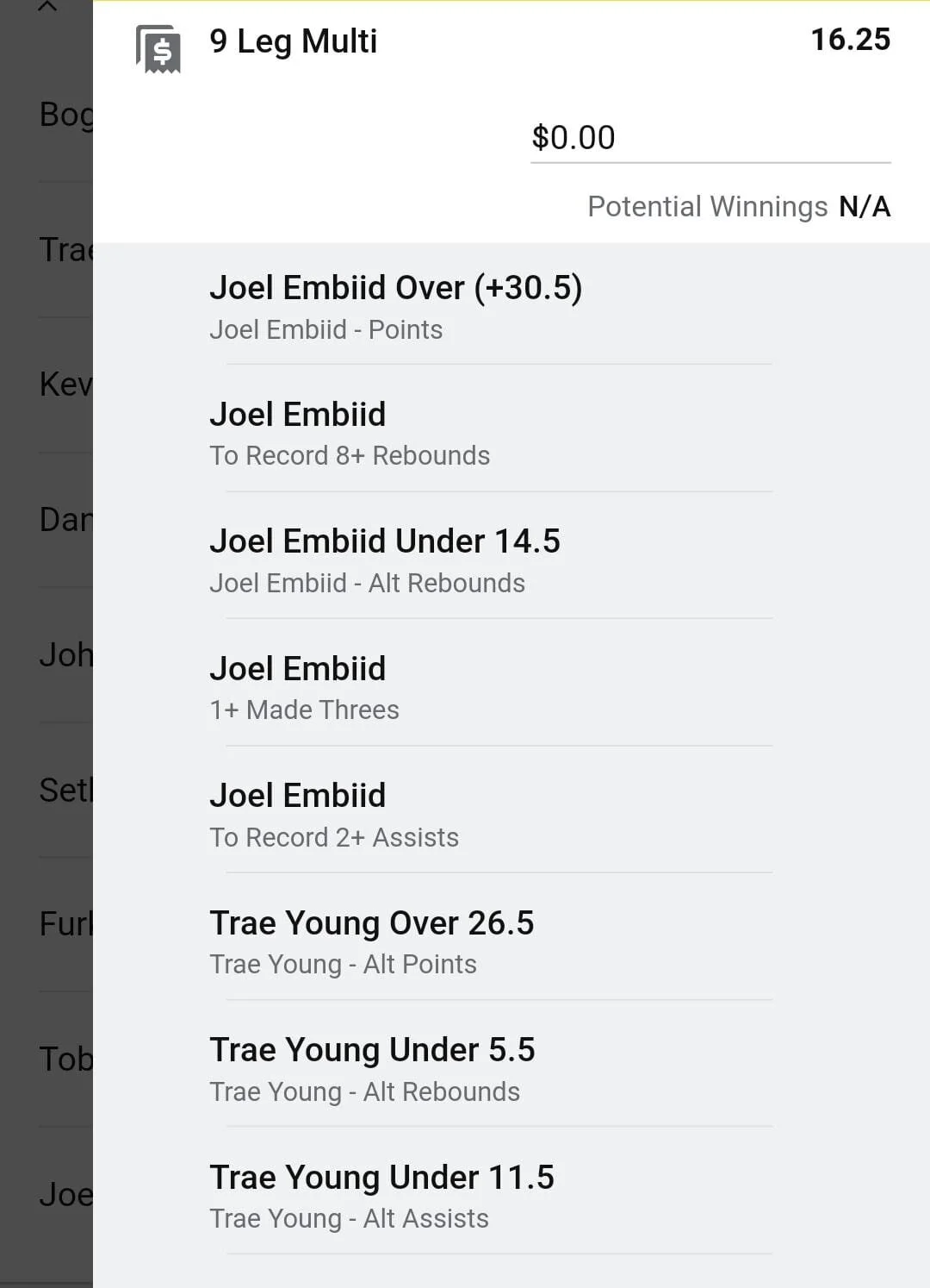 Young x Embiid 1 unit. Take odds over $9