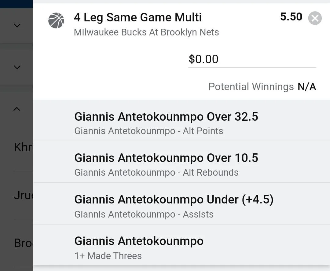 Giannis 2 units. Take odds over $4